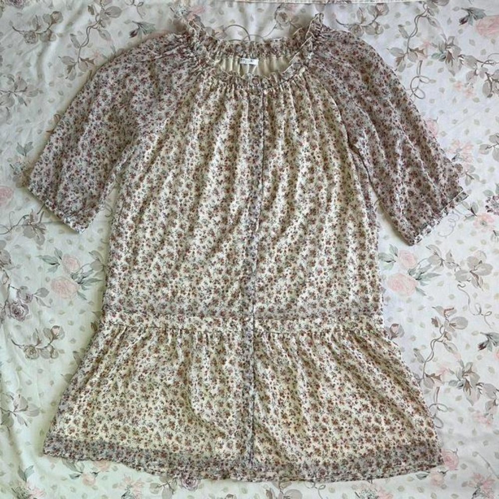 button-up dainty floral cottagecore vintage night‎ gown style dress